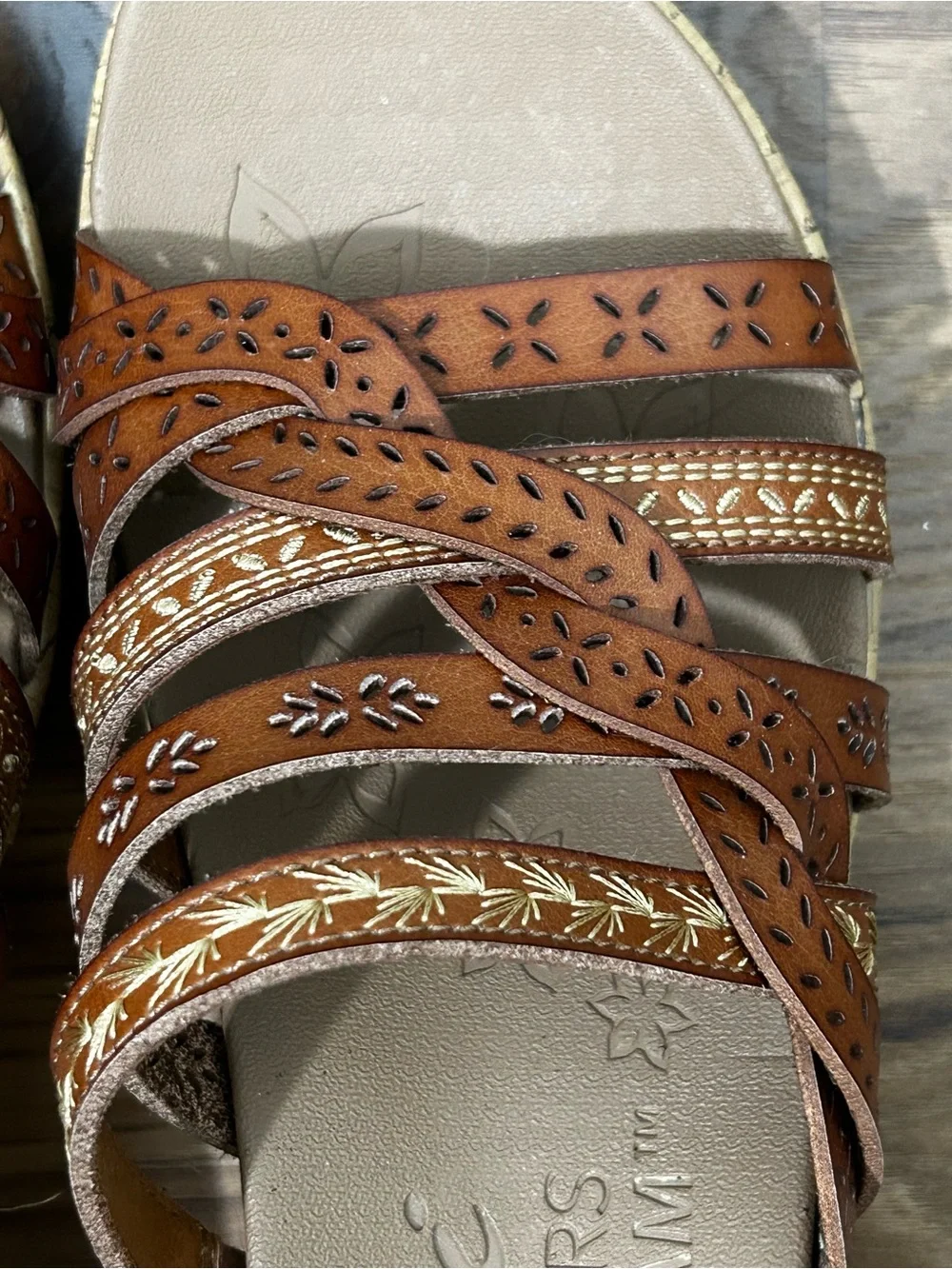 Like New - Skecher’s Women's Beverlee Brown Wedge Slide Sandals